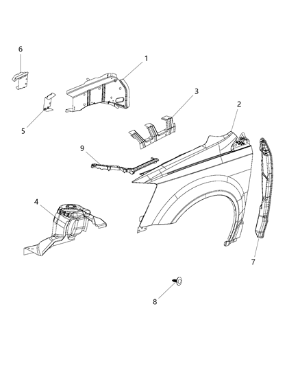 2015 Chrysler Town & Country  Panel-Fender Diagram for 68029128AB