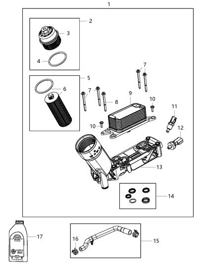 2018 Ram ProMaster 3500  Hose-Oil Cooler Outlet Diagram for 68057473AD