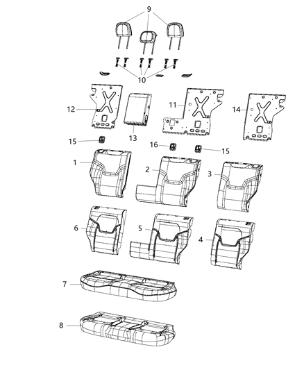 2019 Jeep Renegade  Rear Seat Back Cover Diagram for 6SG72LXHAA