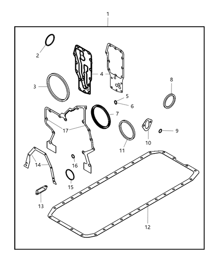2007 Dodge Ram 2500  Timing Case Cover Diagram for 5086724AA