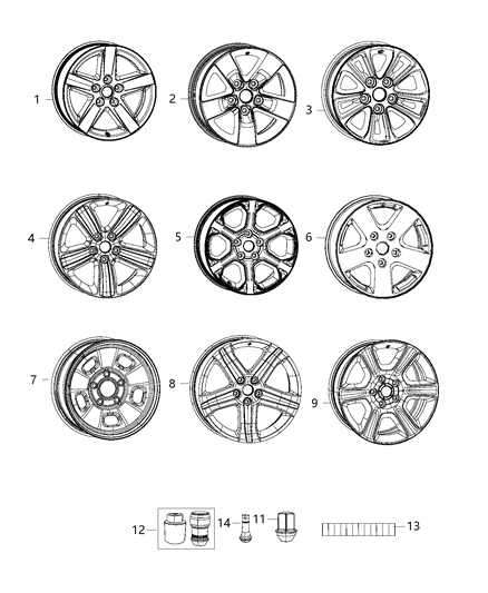 2015 Ram 1500  Aluminum Wheel Diagram for 1UB17DX8AB