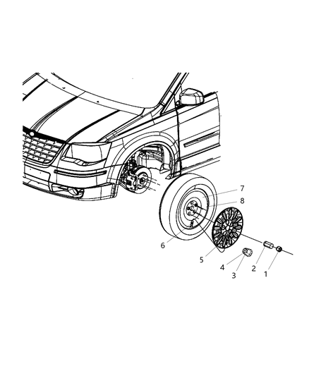 2008 Dodge Grand Caravan  Steel Wheel Diagram for 4721567AA