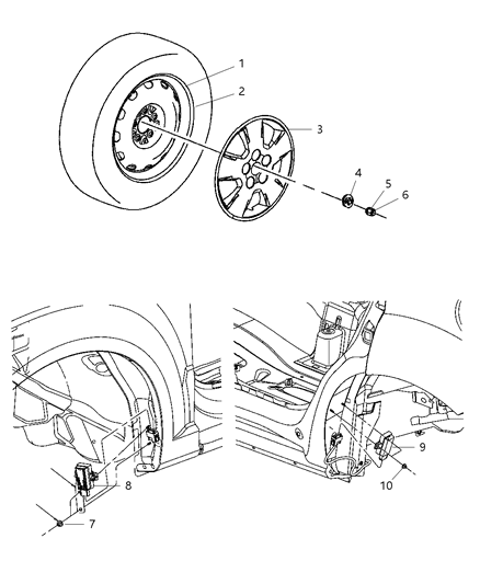 2008 Dodge Caliber  Module-Tire Pressure Diagram for 5033334AA