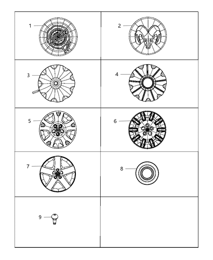 2007 Chrysler 300  Center Wheel Cap Diagram for 4895899AB