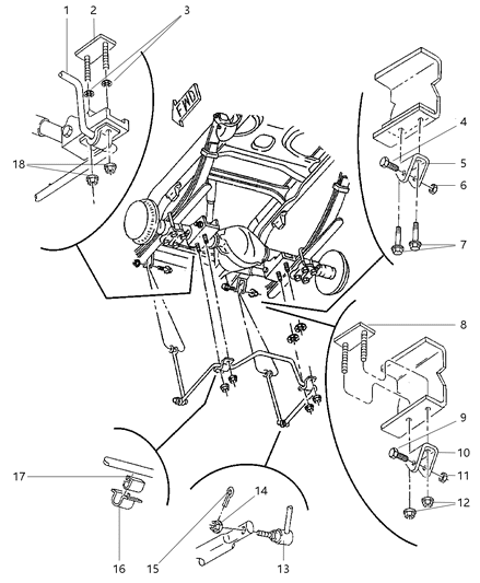 1999 Dodge Ram 2500  Plate-STABILIZER Bar RETAINER Diagram for 52038713