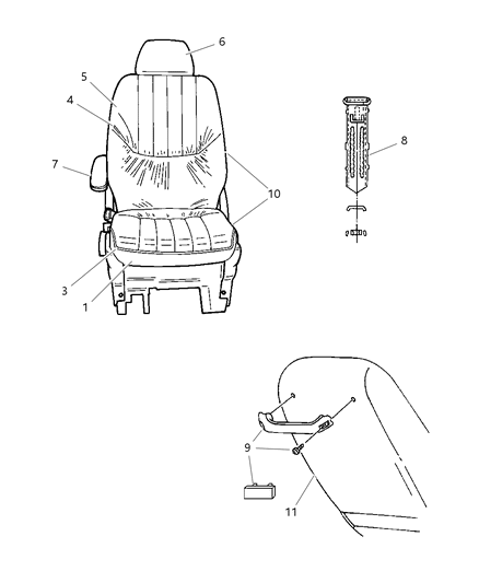 2001 Dodge Grand Caravan  Seat Back-Front Diagram for UE261QLAA