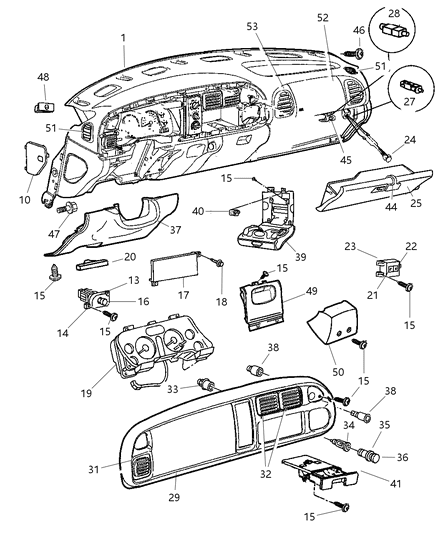 1998 Dodge Ram 3500  Handle-Parking Brake Diagram for RU38RC8AA