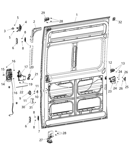 2018 Ram ProMaster 3500  Handle-Sliding Door Diagram for 5RK14JXWAB