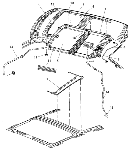 2006 Dodge Charger  TROUGH-SUNROOF Drain Diagram for 5137559AD