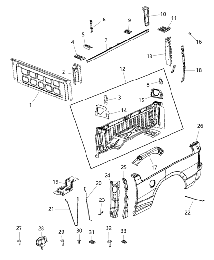 2018 Ram 1500 Panel-BULKHEAD Support Diagram for 68027716AA