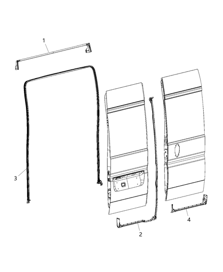 2021 Ram ProMaster 3500  WEATHERSTRIP-Cargo Door Diagram for 68229640AC