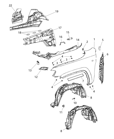 2019 Jeep Grand Cherokee SILENCER-WHEELHOUSE Diagram for 68166317AB