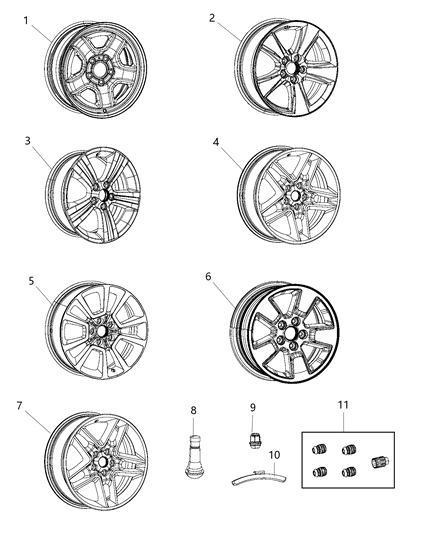 2017 Jeep Compass  Aluminum Wheel Diagram for 1JX81CDMAC