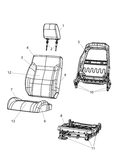 2010 Dodge Nitro  Shield-Seat Diagram for 1PB991DVAA