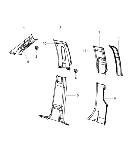 2016 Ram 1500  Panel-C Pillar Diagram for 1EB80HL1AA