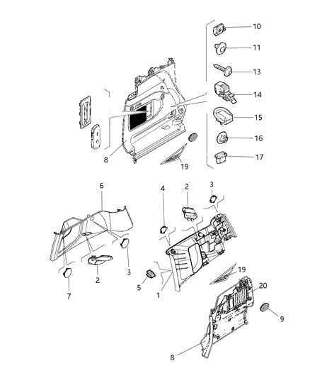 2020 Jeep Renegade  Hook-Cargo Net Diagram for 6PG87LXHAA
