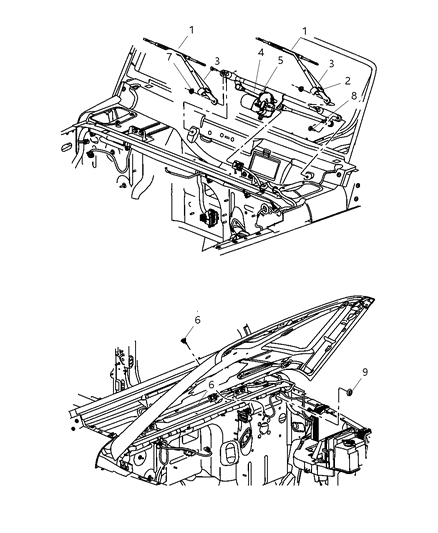 2007 Jeep Wrangler  Motor-Windshield WIPER Diagram for 68002388AA