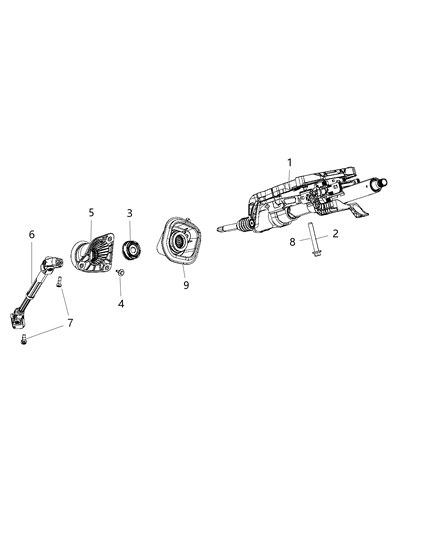 2014 Jeep Grand Cherokee  Bearing-Steering Intermediate Shaft Diagram for 55057324AA