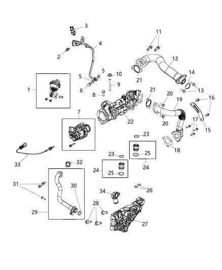 2020 Jeep Wrangler  Tube-EGR Valve Diagram for 68490051AA