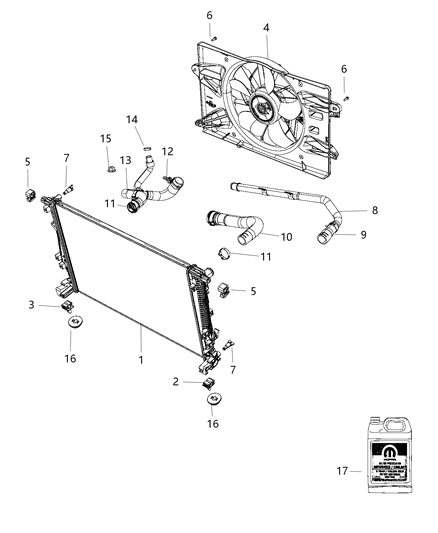2017 Chrysler 200  Fan-Radiator Cooling Diagram for 68205996AB
