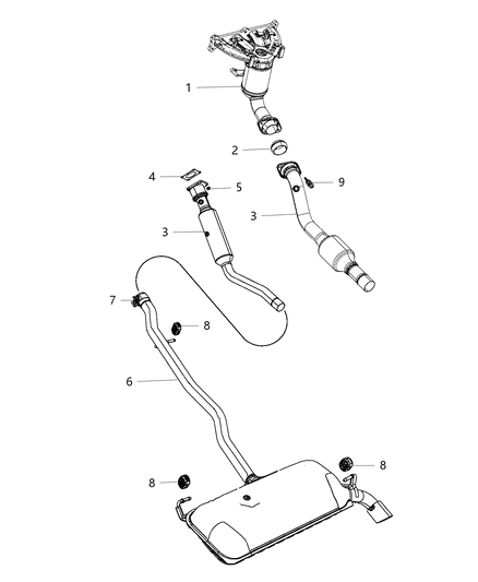 2016 Jeep Patriot  Exhaust Manifold And Catalytic Converter Diagram for 68096391AC