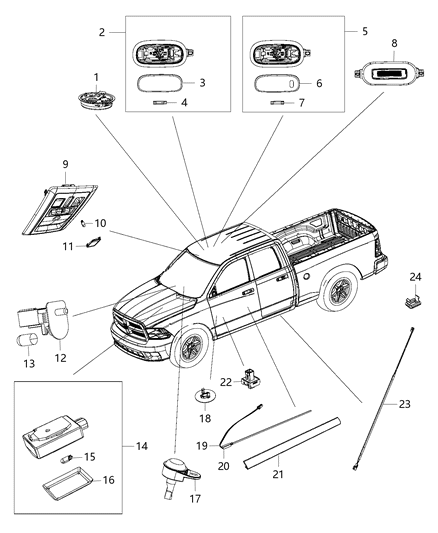 2014 Ram 1500  LEDPOCKET-Map Pocket Diagram for 68137275AA