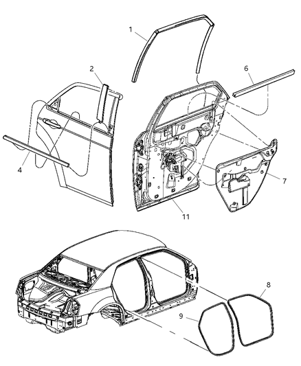 2005 Chrysler 300  Shield-Rear Door Diagram for 5065170AC