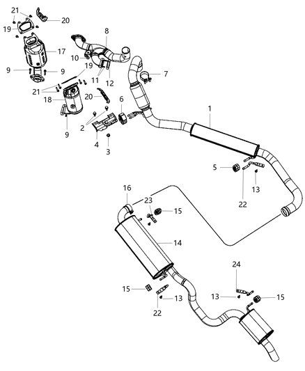 2013 Dodge Grand Caravan  Exhaust Manifold And Catalytic Converter Diagram for 68036151AI