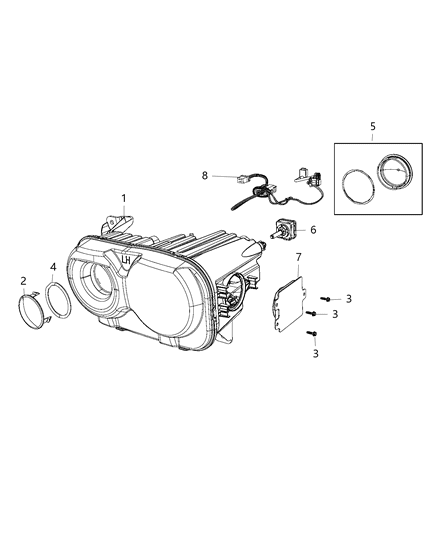 2018 Dodge Challenger  Headlamp Left Diagram for 68233213AE