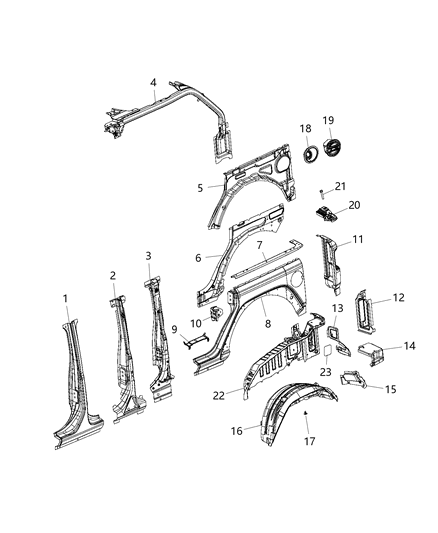 2021 Jeep Wrangler  Door-Fuel Fill Diagram for 68293170AI