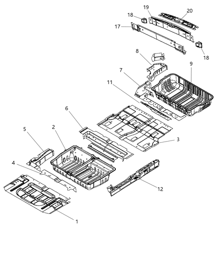 2008 Chrysler Town & Country  Pan-Center Floor Diagram for 5109038AD