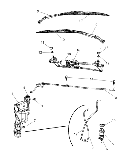 2007 Dodge Caliber  Blade-Front WIPER Diagram for WBF00017AA