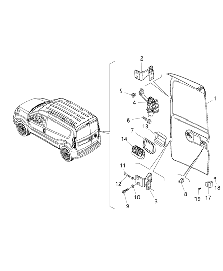 2020 Ram ProMaster City  Door-Rear Cargo Diagram for 68273991AA