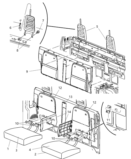 2009 Dodge Dakota Rear Seat Cushion Right Diagram for 1JL201DVAA