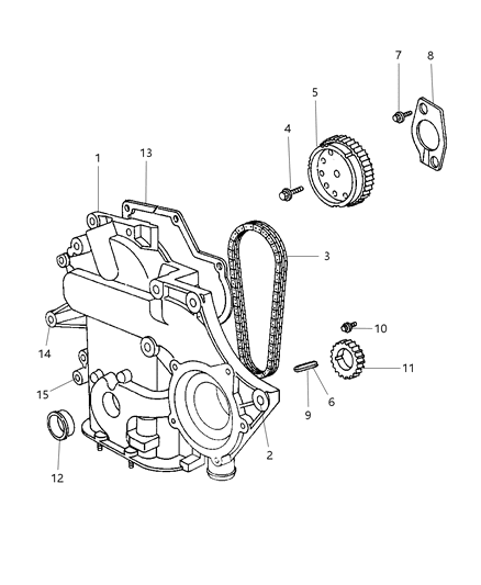 2006 Dodge Caravan  Gasket-Chain Case Cover Diagram for 4621987AB