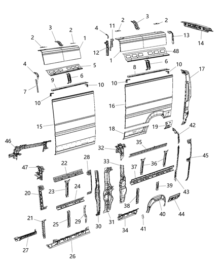 2018 Ram ProMaster 3500  REINFMNT-C-Pillar Diagram for 68223987AA