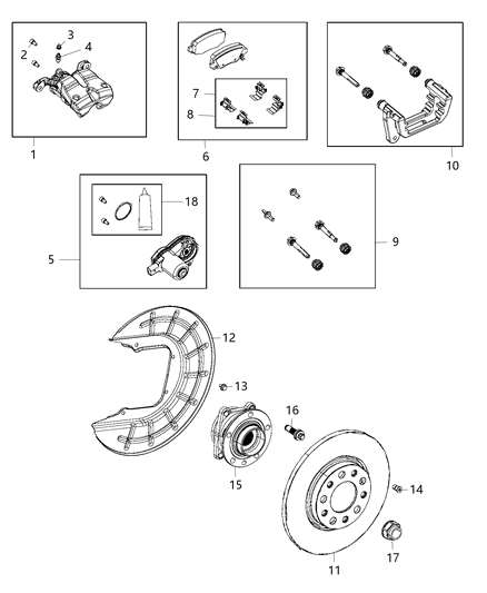 2015 Jeep Cherokee  Rear Disc Brake Pad Kit Diagram for 68273101AA