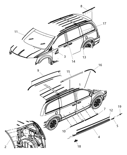 2013 Chrysler Town & Country  Molding-Sliding Door Diagram for 5182600AB