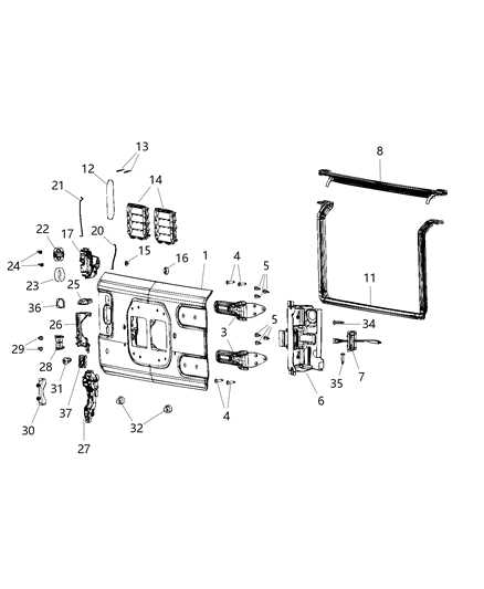 2018 Jeep Wrangler  Rivet Diagram for 68353598AA