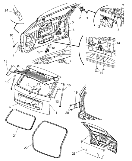2006 Jeep Grand Cherokee  Liftgate Glass Support Diagram for 55394245AB