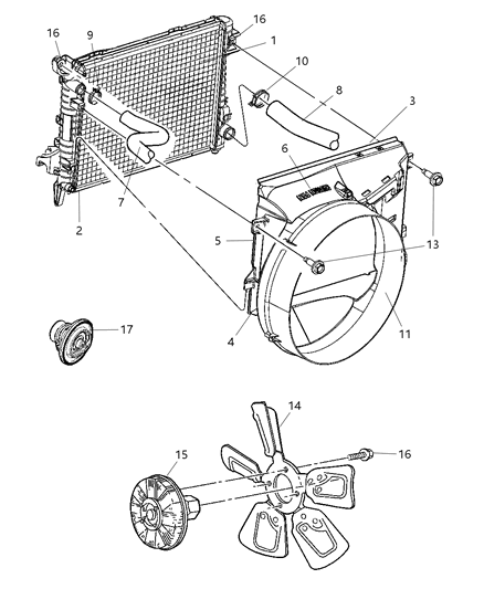 2006 Dodge Ram 3500  SHROUD-Fan Diagram for 52028851AE