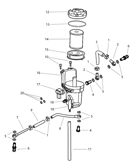 2002 Dodge Ram 3500  FILTR Pkg-Fuel Diagram for 5015581AB