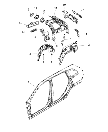 2020 Jeep Cherokee Panel-Quarter Inner Diagram for 68260408AB