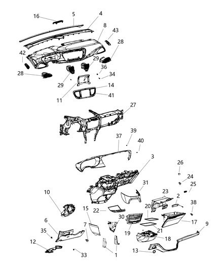 2017 Chrysler Pacifica  Panel-Instrument Panel Closeout Diagram for 68253314AA