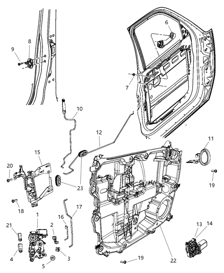 2007 Dodge Nitro  Window Regulator 6 Pin Motor Diagram for 68004590AA