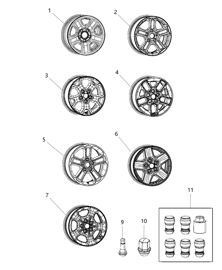 2021 Jeep Gladiator  Wheel Locks Diagram for 82215711