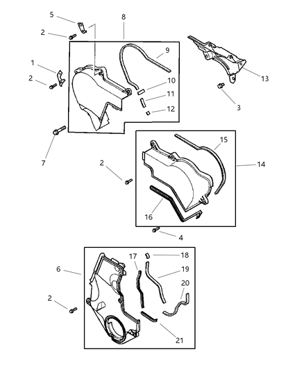 2001 Dodge Stratus  Gasket-Timing Cover Diagram for MD199897