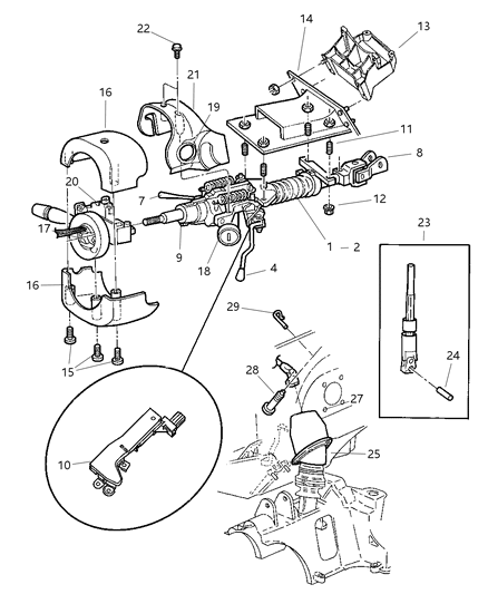 2003 Dodge Grand Caravan  Cover-Steering Coupling Diagram for 4680438AD