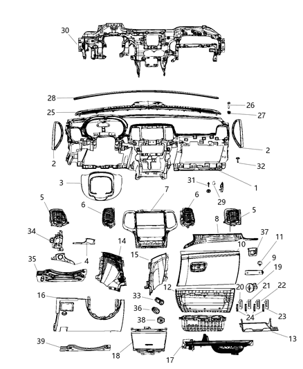 2018 Jeep Grand Cherokee  Outlet-Air Conditioning & Heater Diagram for 1UE22NA5AD