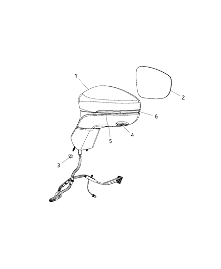 2020 Chrysler Voyager  Outside Rearview Mirror Diagram for 6WZ061AUAA